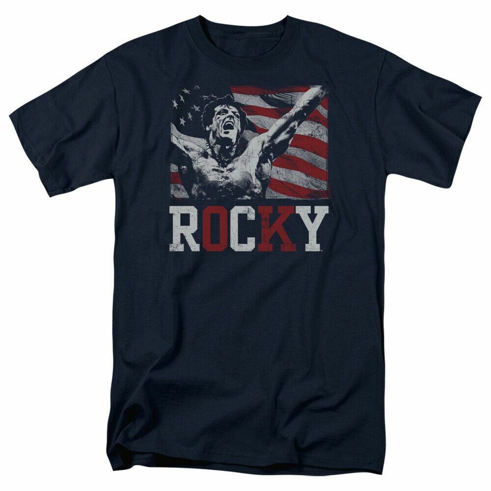 26 Rocky Flag Champion T Shirt Mens Licensed Boxing Movie Tee Balboa Navy Unisex T-Shirt