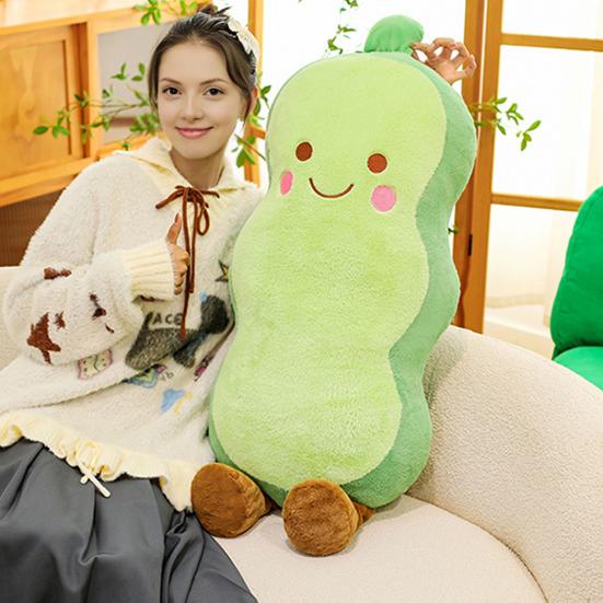 Подушка для тела «Улыбающийся горох» Мягкая плюшевая подушка для взрослых и детей Забавная овощная подушка для обнимания для дома, для релаксации и сна