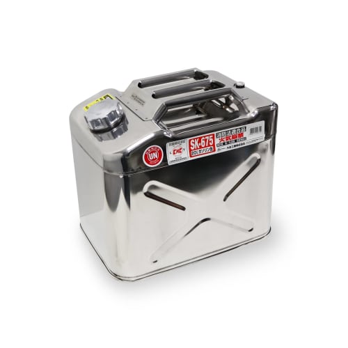 Meltec SK-675 20L Portable Gasoline Can, Fire Service Law Compliant, KHK Stainless Steel, 0.8mm Thick Steel Plate