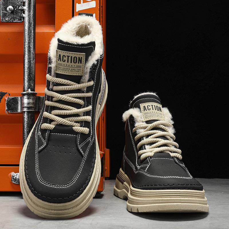Зимние ботинки для снега, теплые плюшевые мужские ботинки, высокие мотоциклетные ботинки, кроссовки для активного отдыха, нескользящие мужские походные ботинки
