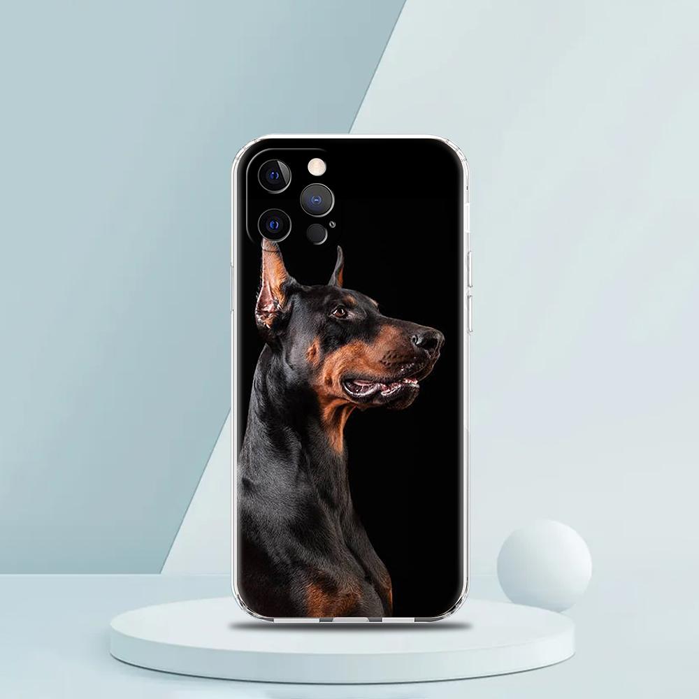 Чехол для iPhone 16 15 14 13 12 Pro Max с изображением добермана, прозрачный мягкий чехол для iPhone 11 Pro Max 7 8 Plus XS XR, защитная крышка, чехлы, сумки