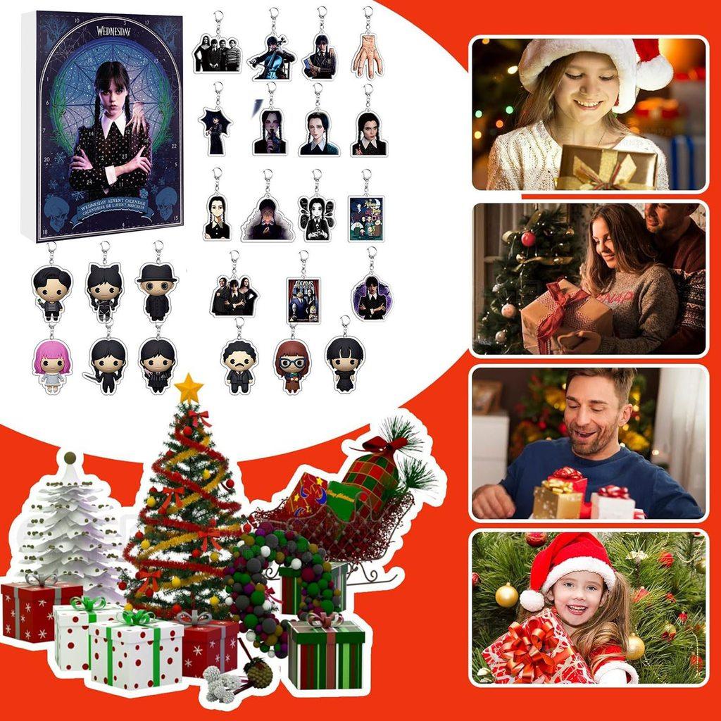 Wednesday Advent Calendar Christmas Countdown With Acrylic Keychains For Gift Giving