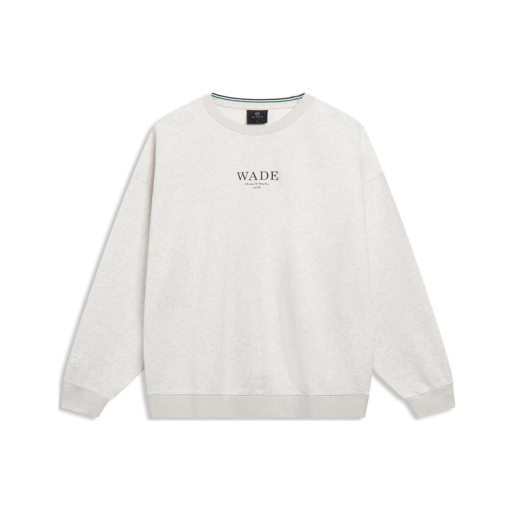 Li-Ning Пуловер с длинными рукавами Wade Series Alphabet, топы унисекс, цветочно-серый, плиточно-серый, AWDT143-10