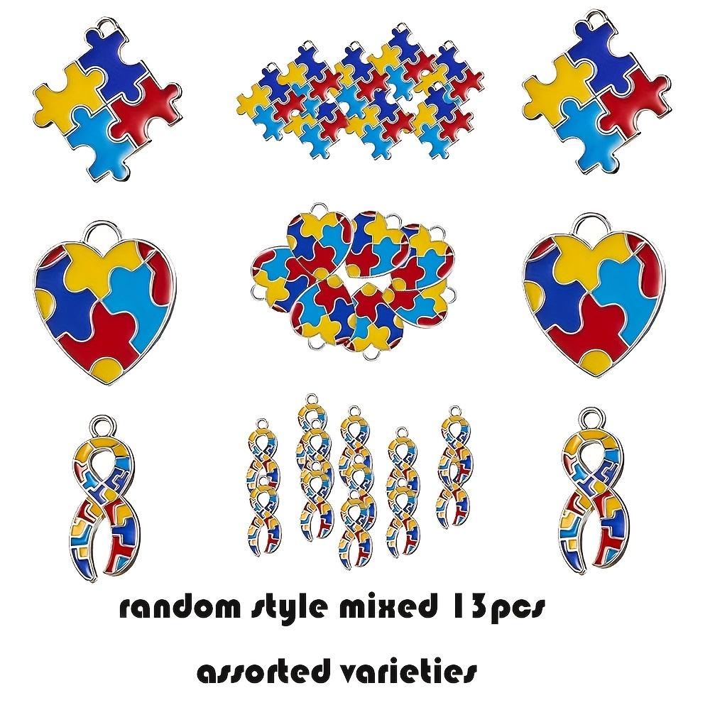 4/13 шт. Тема Месяца гордости Радужный цвет Пазл Форма ленты любви Смешанные Сделай сам Геометрическая форма Сплав Капельное масло Серьги Подвеска Брелок Подвеска