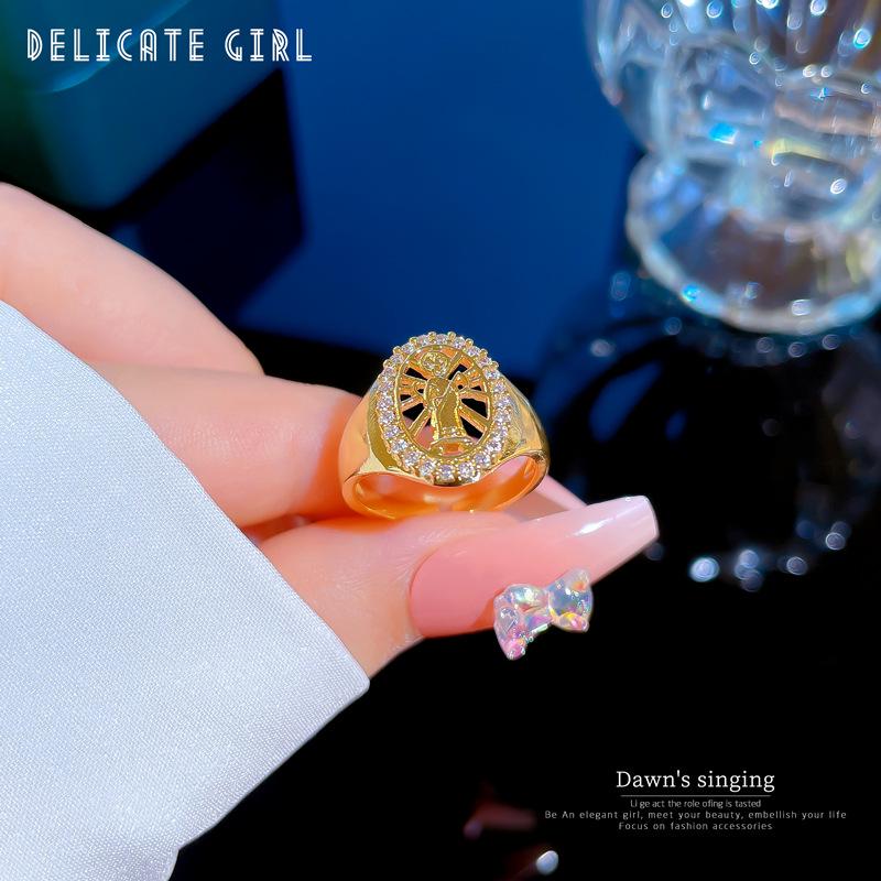 Adjustable Real Gold Cross-Border Queen's Sickle Ring: Simple Japanese-Style Couple's Jewelry