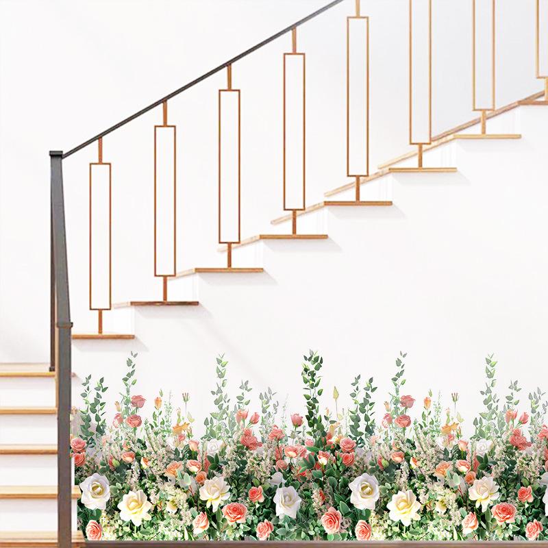 Настенные наклейки для гостиной спальни минималистичные плинтусы цветы розы растения креативная линия талии фоновые картины настенное искусство домашний декор