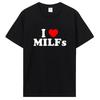 Смешная футболка с графическим принтом I Love MILFs в форме сердца, хлопковая футболка, размер S...