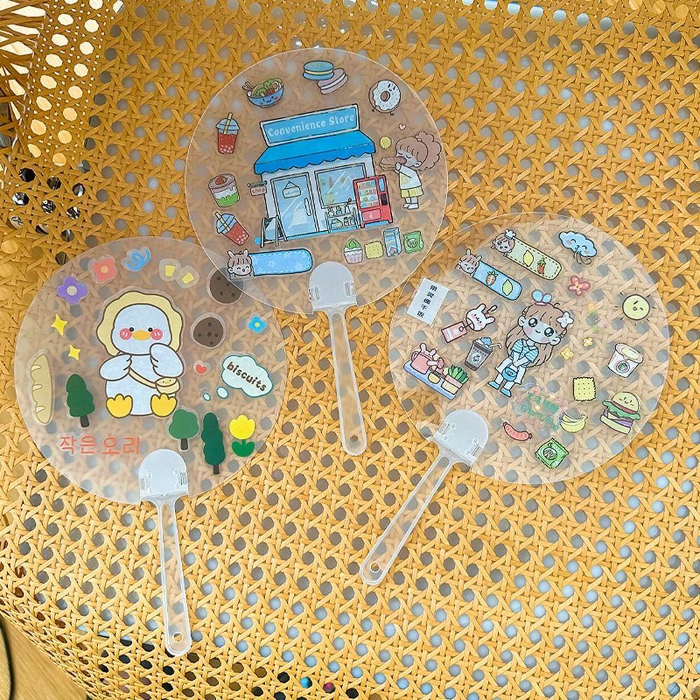 Поделки Прозрачные ручные веера DIY Граффити Веер Креативный DIY Чистый веер Детский сад