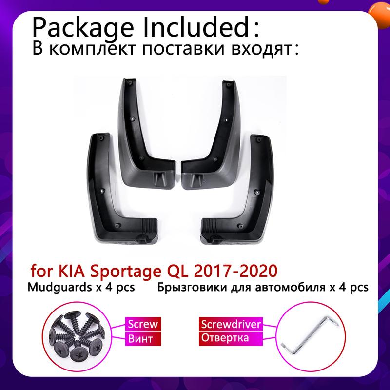 4 pcs Car Mud Flaps For Kia Sportage 2017 2018 QL Mudflaps Splash Guards Mud Flap Mudguards Fender Front Rear Accessories