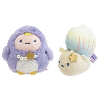 San-X Sumikkogurashi "Лагуна пингвинов" Мини-плюшевая игрушка, Набор с поддельными улитками и тапиокой, Ракушка, Лето, Милый, Успокаивающий, Набор ограниченной серии