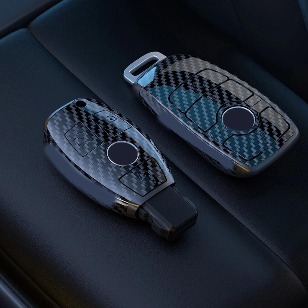 Чехол для ключей автомобиля из АБС-пластика из углеродного волокна, брелок для Mercedes Benz ABCES Class W204 W205 W212 W213 W176 GLC CLA AMG W177