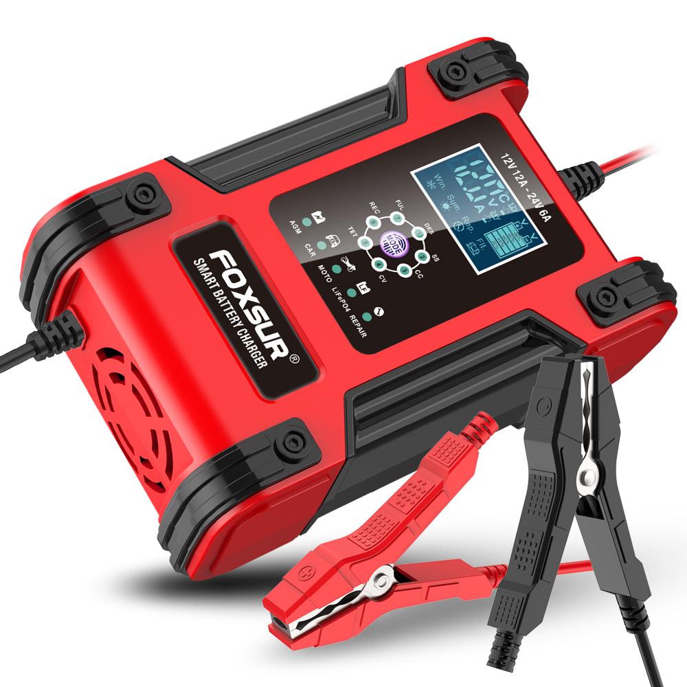 12 В 24 В автомобильное зарядное устройство для литиевых AGM гелевых свинцово-кислотных аккумуляторов 7-ступенчатый автоматический ремонт ЖК-адаптер питания