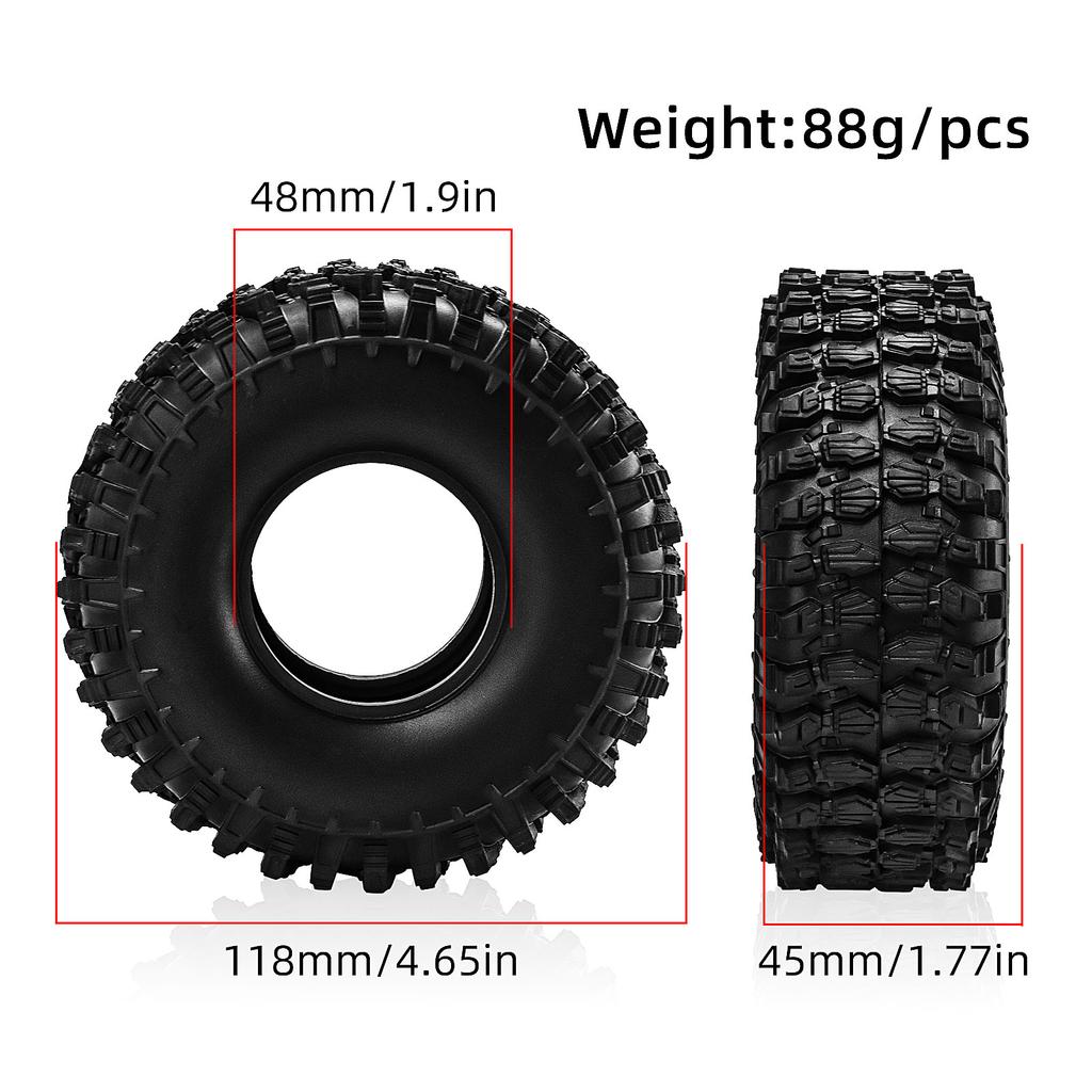 4pcs 1.9 inch RC Crawler Tire for 1/10 TRX4 TRX6 Axial SCX10 II 90046 III AXI03007 Gen7/8 D90 VS4-10 MST HSP RC Crawler Car