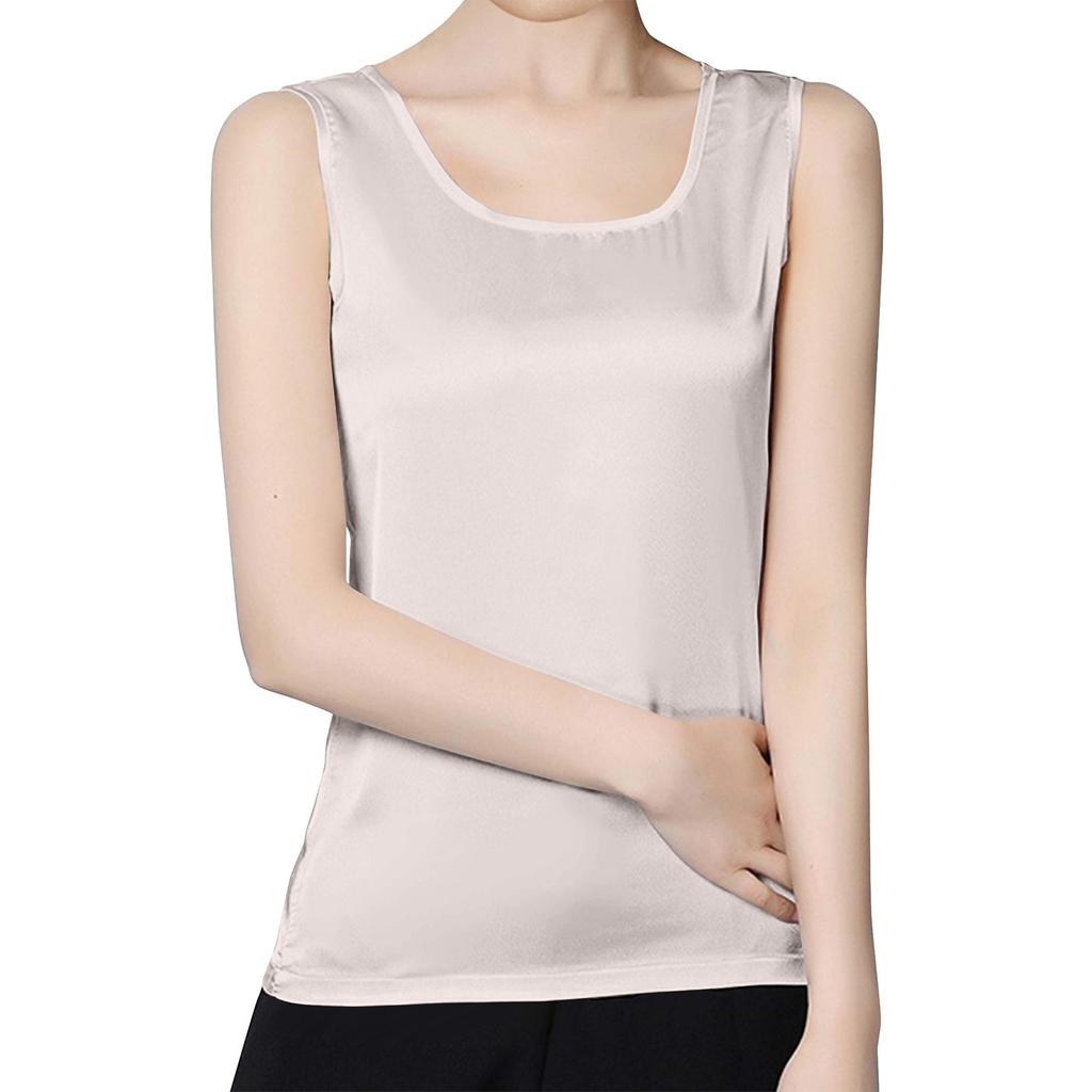 Женские атласные майки с U-образным вырезом, повседневные майки без рукавов, летние базовые майки