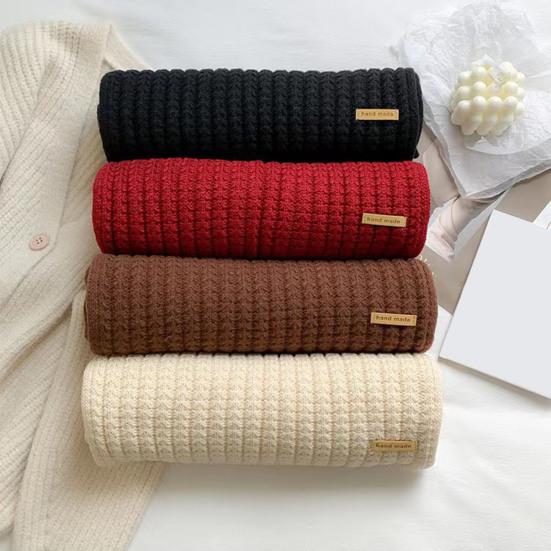 Winter Scarf Solid Color Thickened Warm Knitting Scarf Men Women Long Neck Wrap Garment Clothing Accessories