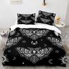 Комплект постельного белья Death Moth Queen Size Gothic Skull Boho, черно-белый декоративный мягкий комплект постельного белья с изображением скелета