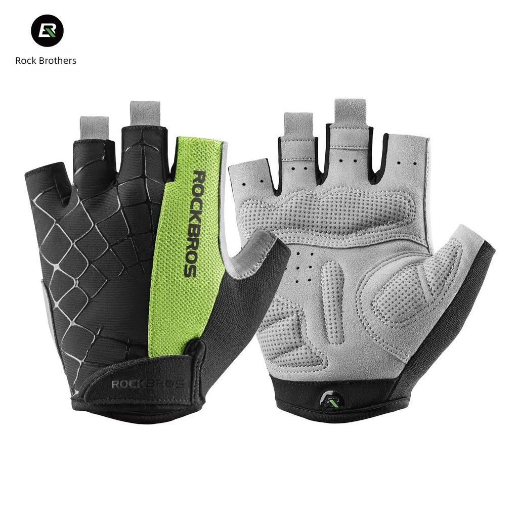 Rock Brothers Cycling Gloves Half-Finger Summer Men's and Women's Anti-Slip High-Elastic Shock-Absorbing Road Mountain Bike Equipment