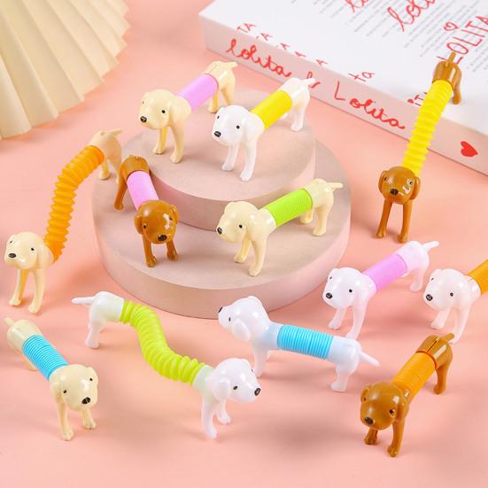 Yousheng 5/10/15/20Pcs Stress Relief Telescopic Tube Dachshund Toy Dog Flexible Tube Fidget Toy Twisting Stretch Sensory Tube Party