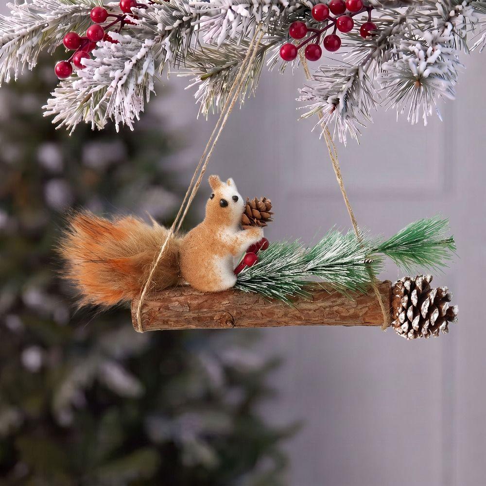 Foam Christmas Tree Pendant Flocked Christmas Tabletop Ornament Funny Squirrel Ornaments Home