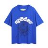 24S cross-border European and American trendy brand Sp5de spider web 555 portrait letter foam short-sleeved t-shirt men's and women's high street 