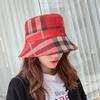 Клетчатая панама женская, осенне-зимняя, японская шляпа-ведро, с маленькими полями, модная, универсальная, британский котелок, складная, трендовая