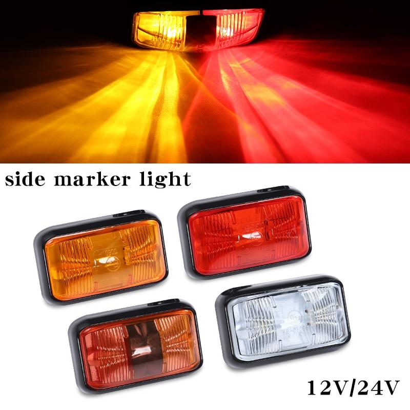 Waterproof Amber & Red LED 12V/24V 2LED Car Truck Lorry Side Clearance Marker Trailer Light Rear Tail Side Lamp External Light