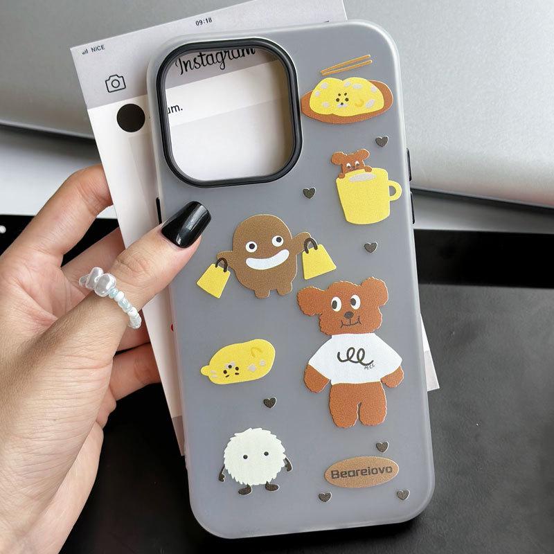 Чехол Zhitai Jelly для Apple iPhone 11/12/14 Pro Max/15 Pro с мультяшным дизайном и ремешком на руку