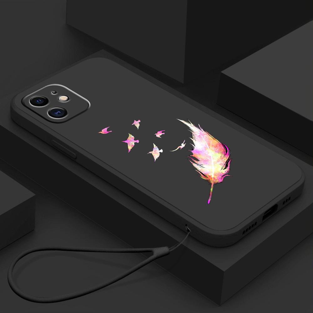 N76 Бабочка со шнурком Силиконовые чехлы для телефонов с прямым краем для Xiaomi Poco X5 F6 Redmi Note 13 Pro 12C Realme C55 Противоударный чехол Huawei