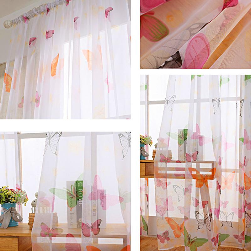 100*270см Большой Занавес на Кулиске с Принтом Бабочек Газ Тюль Прозрачный Домашний Декор Оконные Шторы Прозрачные Экраны Тюль
