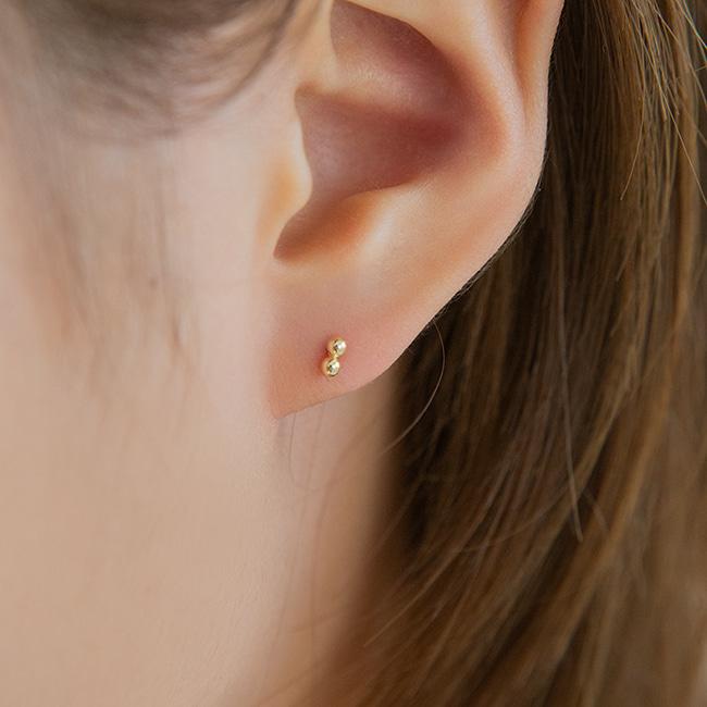Серьги-пусеты Lunne 14K, мини, с двумя и тремя шариками (14-каратное золото) #Es24