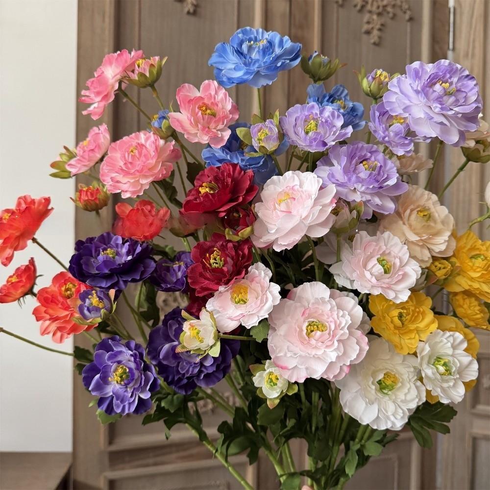 6 Heads Fake Flower with Buds Artificial Faux Plants Peony Artificial Flower Wedding Decoration