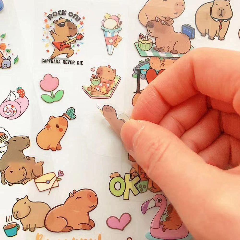 4Pcs/bag Cartoon Capybara Sticker Stationery DIY Decorative Stickers  Children