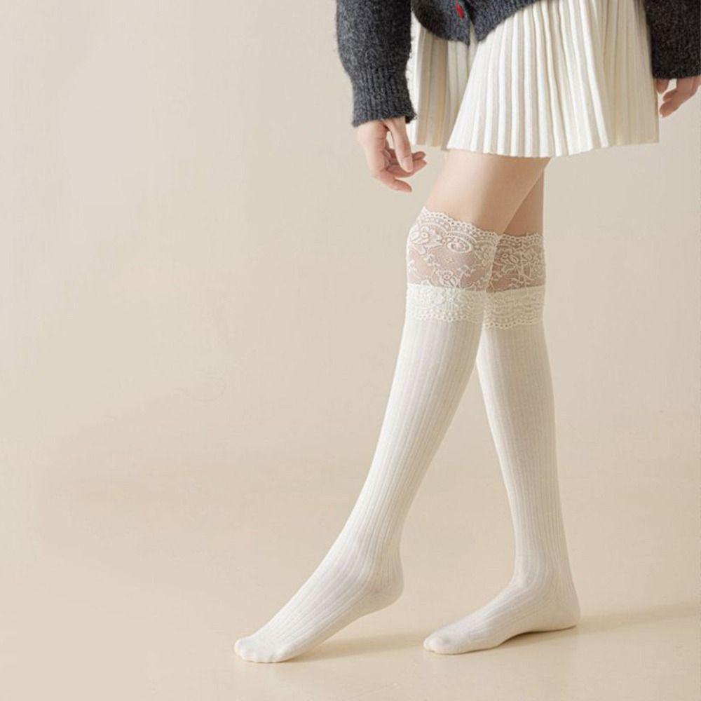 Solid Color Women's Long Socks Soft Breathable Knitted Stockings Comfortable Thickened Girl's Stacked Socks Autumn/Winter