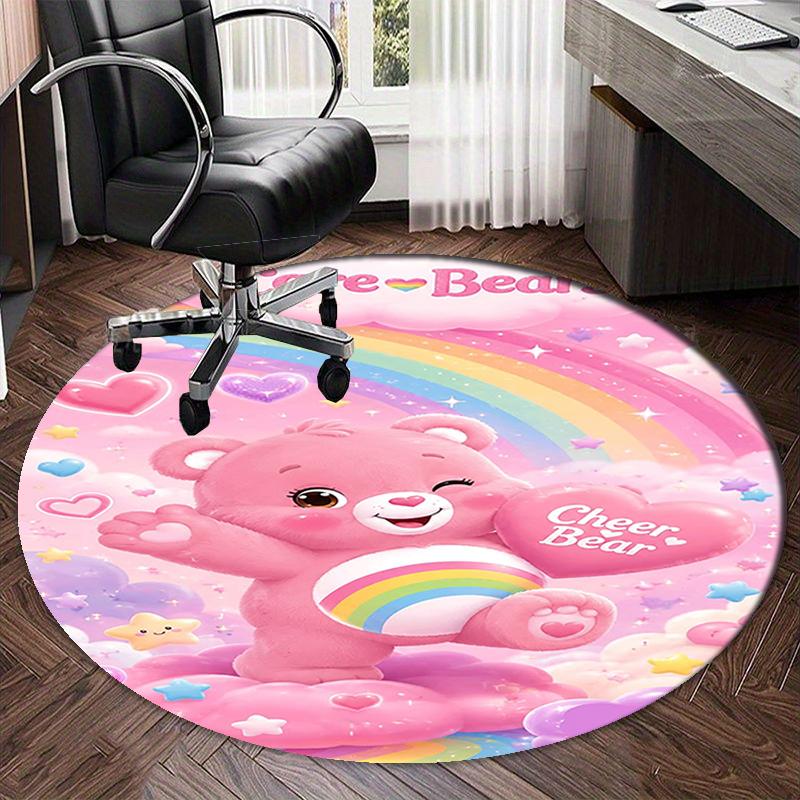 Bear Printed Round Rug Carpet Chair Rug Area Rug Entryway Doormats,for Office Chair Living Room Bedroom Kitchen Room.