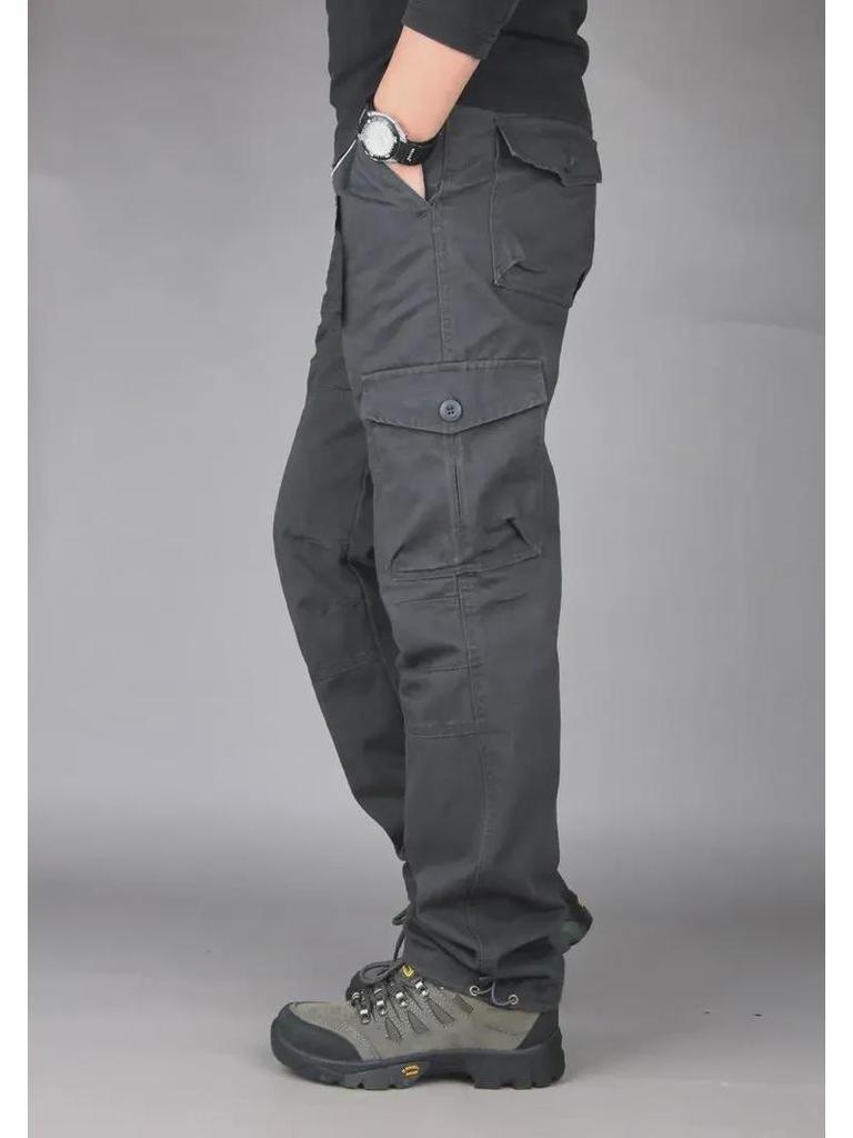 Мужские весенние свободные прямые спортивные повседневные брюки - прочный износостойкий комбинезон для активного отдыха