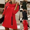 Women Plus Size Winter Warm Hoodie Zipper Pullover Long Sleeves Solid Color Casual Plush Hooded Strap Decor Design