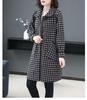 Шерстяной пояс внутри блейзера осень и зима средней длины в клетку тонкий модный большого размера женская одежда
