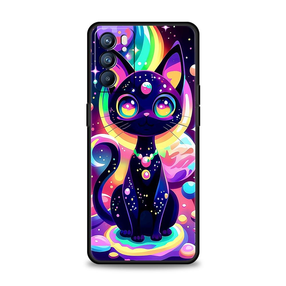Чехол для телефона с ярким дизайном кошки для Oppo Reno 13 12 11 10 7 F Find X5 X6 A98 A80 A79 A78 A57 A54 A31 A17 Pro 5G Мягкий чехол из ТПУ