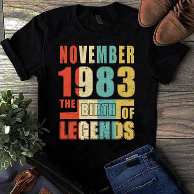 Ноябрь 1983 Рождение Легенд Винтажные Унисекс Мужские и Женские Футболки