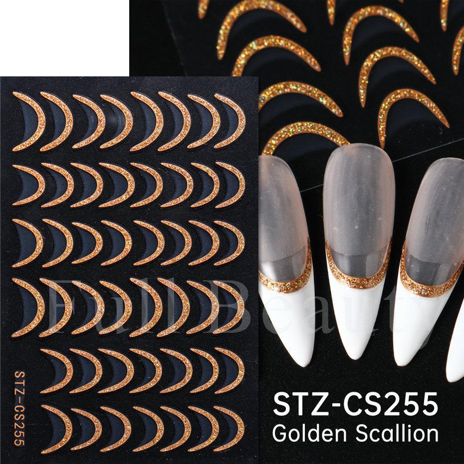 Nail Art Sticker, French Bronzing Scribbled Metal Gold Line Adhesive Nail Sticker
