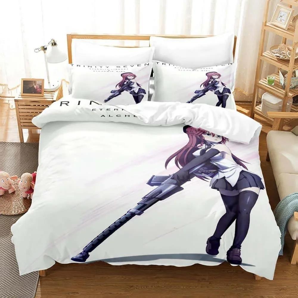 Прочные Уютные Односпальные Полуторные Полные Queen King 3D Печать Аниме Lilith Asami Trinity Seven Размеры Кровати Взрослый Детский Спальный Гарнитур Покрывало