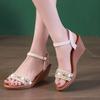 Women's  Summer Fashion Wedge Heel Sandals Crystal Buckle Strap Dress Sandals Classic Plus Size Ladies Shoes for Daily