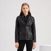 Women Spring Autumn Hooded Two Piece Removable Large Size PU Washed Leather Jacket S-4XL