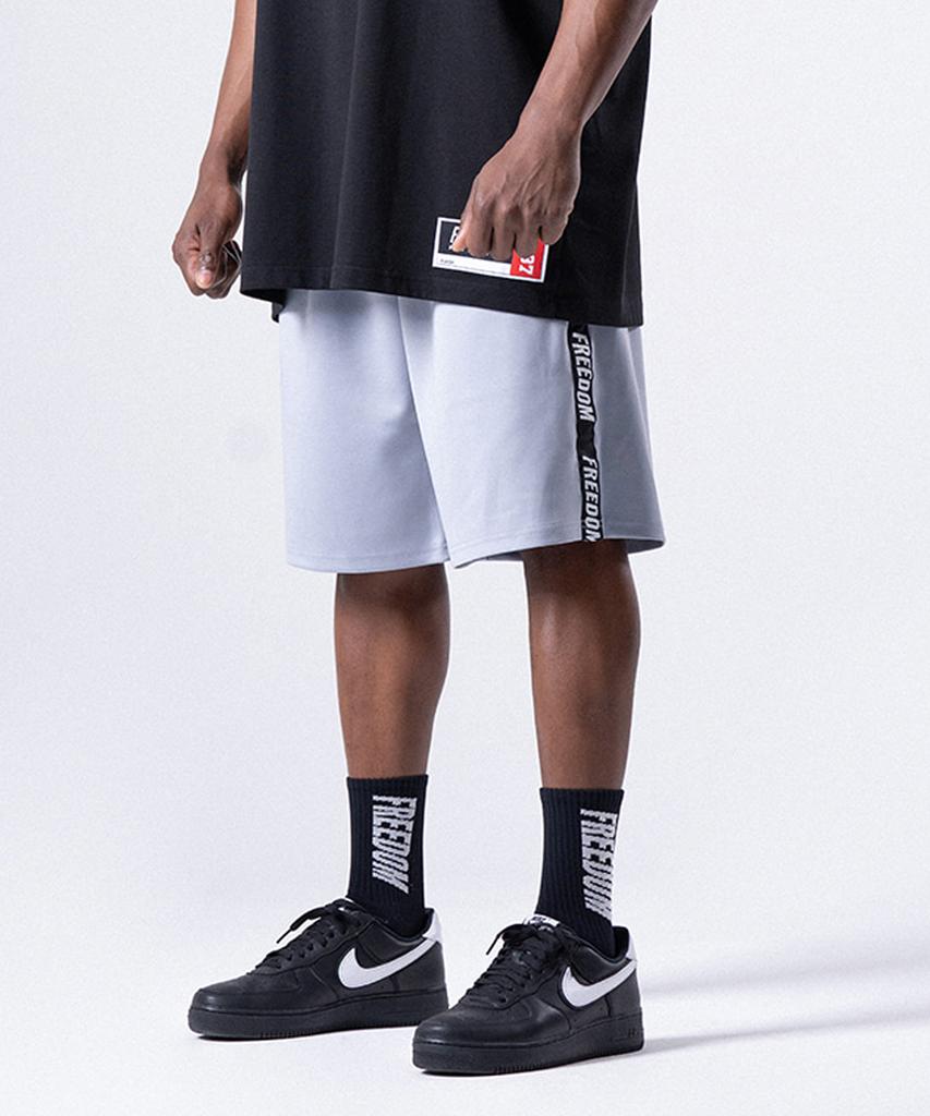 FREEDOM Lettering Bermuda Shorts (Grey/White)