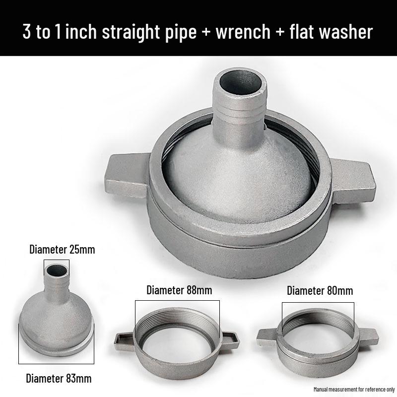Бензиновый двигатель Водяной насос Полный набор аксессуаров: Самовсасывающий насос с алюминиевым соединителем 2/3/4 дюйма, прямым патрубком и плоской шайбой.