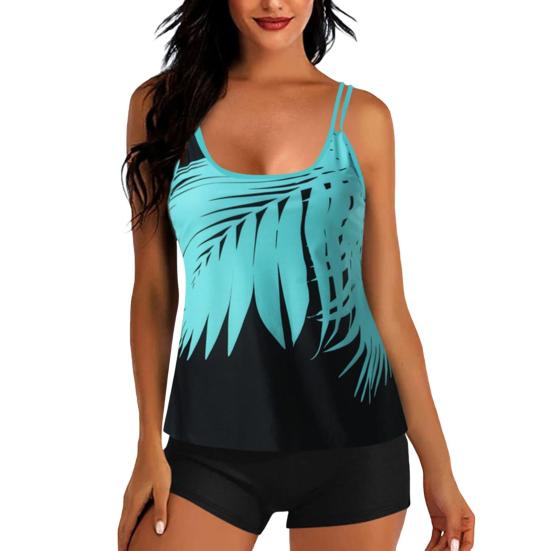 Комплект из 2 предметов: танкини, съемный ремешок, нагрудная накладка, регулируемые лямки, топы с эластичной талией, принтованные плавки, комплект пляжной одежды