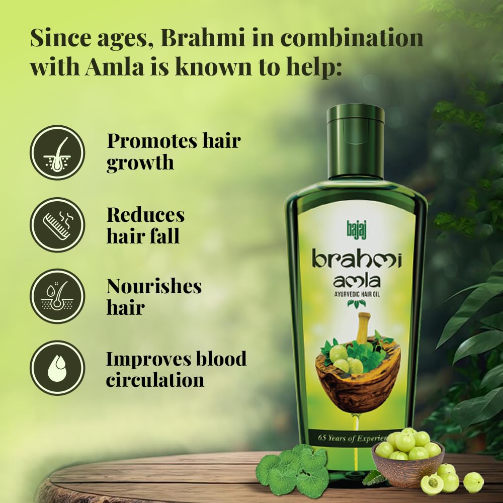 Масло для волос Bajaj Brahmi Amla, Аюрведическое масло для волос, Уменьшает выпадение волос, 400 мл