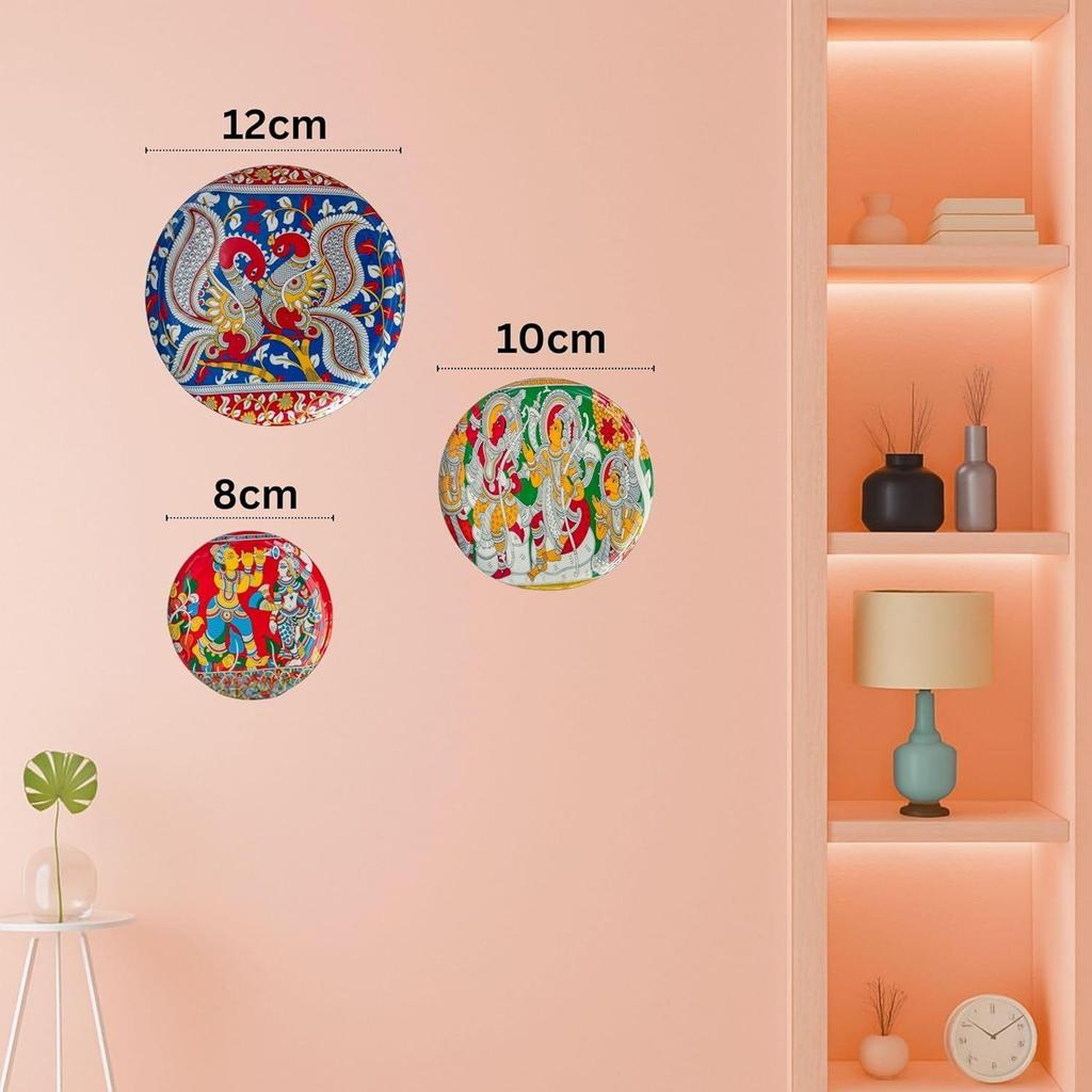 Kalamkari Madhubani Wall Plates for Home Decoration | Wall Decor Items for Living Room | Metal Wall Décor | Gift Items for Women and Men