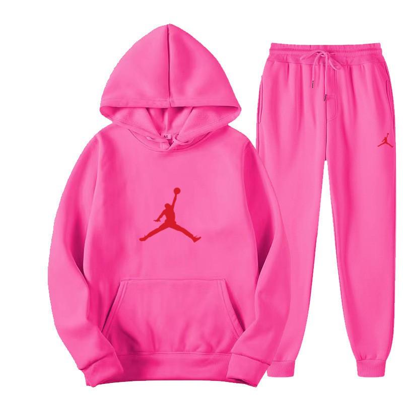 Men Women Hooded Fleece Lined Sweatshirt Set With Kangaroo Pocket Cuffed Pants Winter