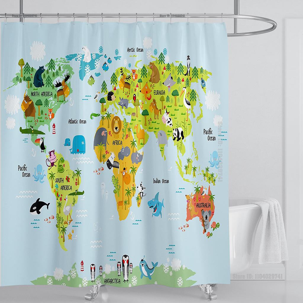 Кошка Собака Смешной Мультяшный Креативная Личность Шторки для Душа Милый 3D Принт ПВХ Ткань С Крючками Водонепроницаемая Декорация для Ванной